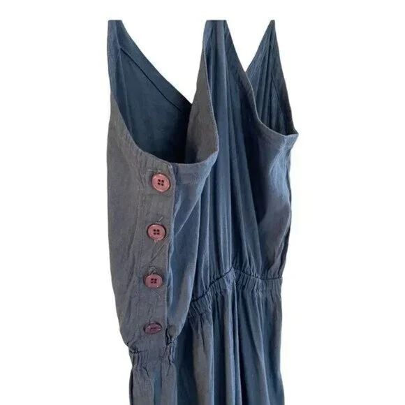 Monrow Size XS Sleeveless Jumpsuit Jean Blue Linen Blend Lightweight